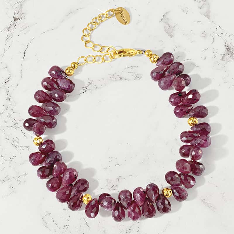 Natural Ruby Briolette Bracelet